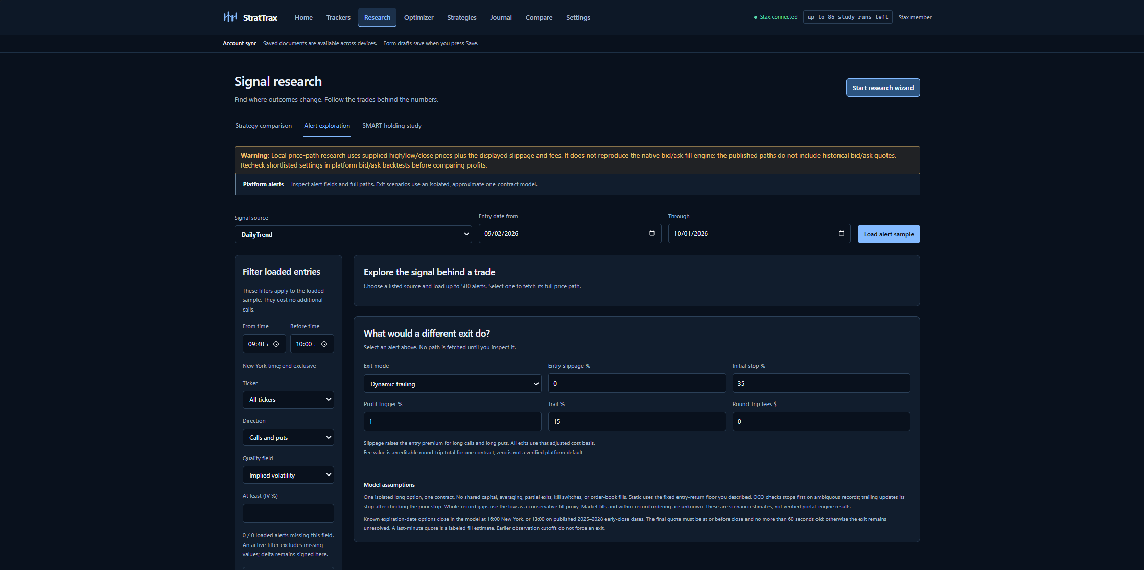 Alert exploration view in Research